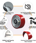 Image of Five Inch Heavy Duty Caster Wheels Set Of Four With Polyurethane Tread On Steel Wheel Half Inch Bore 1000 Lb Per Wheel 4000 Lb Total Load Replacement Caster Wheels For Industrial Carts, highlighting features like silent rolling and 1000 lbs load capacity per wheel.