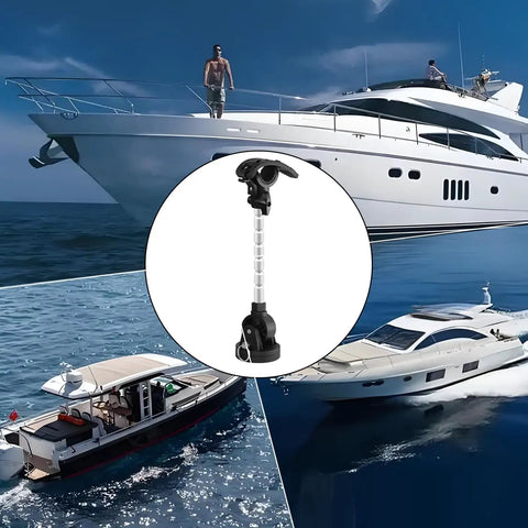 Heavy-Duty Trolling Motor Stabilizer Mount For Terrova Ulterra Riptide Power Drive with boats in background on water
