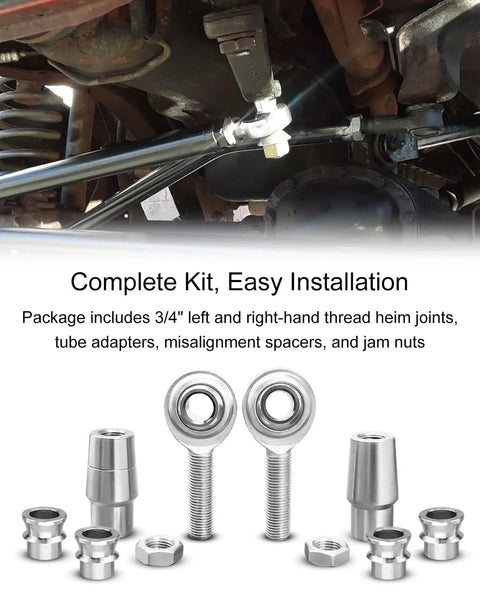 Badass Heavy Duty 3/4 Inch Heim Joint Rod End Kit With Left And Right Hand Threads featuring dual thread joints and spacers.