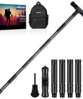 Beefy Five Section Tactical Hiking Stick With Adjustable Walking Staff Aircraft Aluminum 6061 T6 Build Knurled Slip Grip