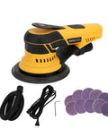 Kickin Up Dust Free Surfaces With This Beefy Electric Random Orbital Sander That Features Shop Vac Hookup Plug In Cord And Sharp Ceramic Discs.