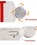 Built Tough Dual Head Emergency Exit Sign With Bright Red Led Lights Adjustable Commercial Backup Battery Plug In Self Test Ul Rated Works Great For Office 6 Pack showing 360-degree rotating light and test button details.