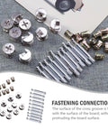 Heavy Duty 24 Piece Silver Furniture Connector Set With Thread Fastening Cam Lock Fittings For Cabinets Sofas And Office Panels Alloy Iron Aluminum Hardware Kit For Easy Quick Assembly And Rock Solid Joints displayed on grey fabric background