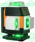 Green Laser Level Self Leveling Kit With 16 Laser Lines, 4x360 Degree Coverage, black and orange design with green light
