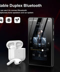 80GB Android MP3 Player with Bluetooth 5.3 and wireless earbuds highlighting stable Bluetooth connectivity