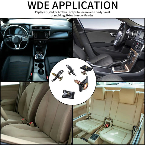 180 Pcs Auto Screw And U Clip Assortment Kit Featuring Cross Head Bolts With Hardcore Spring Steel Fasteners For No Sweat Car Door And Body Panel Fixes That Are Straight Out Top Shelf and U-clips in car interior.