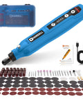 Mini Cordless Rotary Tool 5 Speed Rechargeable Heavy Lifter With 129 Rugged Accessories, blue handheld kit with USB.