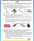 Chart explaining pedal shaft and spindle size selection tips for bike maintenance.