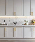 Modern kitchen cabinets with Solid 10 Pack 5 Inch Square Cabinet Handles In Champagne Bronze Finish Durable Drawer Pulls installed.