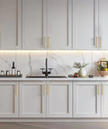Modern kitchen with 5 Pack Solid 5 Inch Square Cabinet Handles Champagne Bronze Pulls For Drawers And Kitchen Cabinets Center To Center 5 Inch Hole Spacing Hardware For A Game Changing Kitchen Update on white cabinets