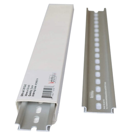 Two Piece DIN Rail Slotted Aluminum Alloy Channel With Anodized Finish, 12 Inch Length, 35mm Width, 7.5mm Height, Lightweight