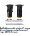 Bikepack Dry Bags Set 3.7L Each Waterproof Gear Bags With Stretch Loc Straps For Bikepacking, Tough As Nails, Rugged Double Stitched 420D Ripstop Nylon, Fully Taped Seams, 10,000mm Waterproof Rating