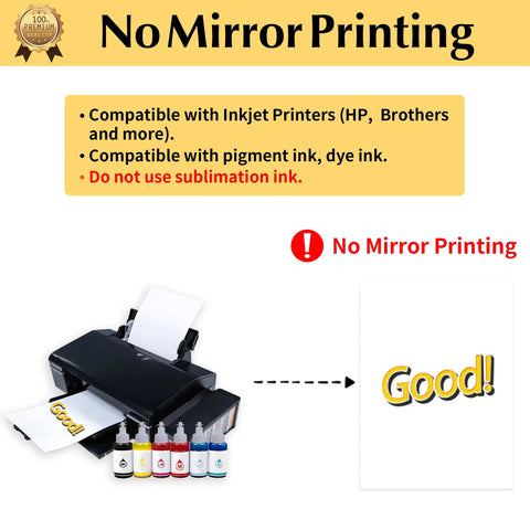 Dark T Shirt Transfer Paper Pack With 20 Sheets 8.5x11 And 2 Reusable Teflon Sheets For Inkjet Printers Printable HTV No Mirror Printing