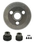 Beefy 86T 48P spur gear set for 1 to 10 scale Slash 2WD with 19T and 21T pinions, steel construction for durable power handling.