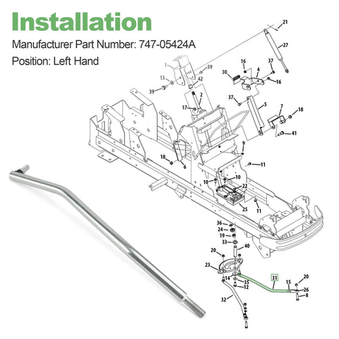 Left Hand Steering Drag Link Replacement For GT 2000 GT 2042 GTX XT3 Tractors OEM Part 74705424A Replaces 74205620 Fits 2012 2015 Models Easy Install Bolt On Heavy Duty Steel For Precise Steering And Smooth Alignment. installation diagram and steel drag link