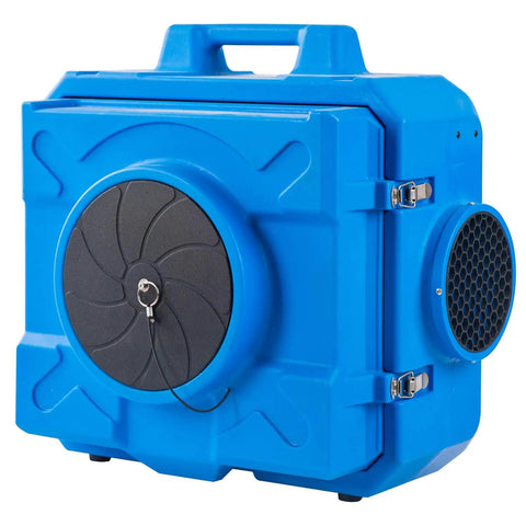 Workhorse 500 CFM HEPA Air Purifier And Negative Air Scrubber in blue rotomolded plastic with side ventilation and handle.