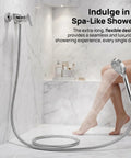 Extra Long 79 Inch Stainless Steel Shower Hose Handheld Extension Universal Replacement G One Half in use in a spa-like shower