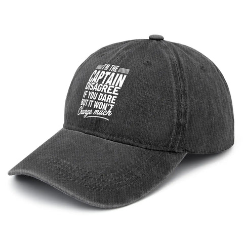 Boat Captain Style Cap For Men Distressed Washed Baseball Hat With Adjustable Strap built for outdoor adventures, front view