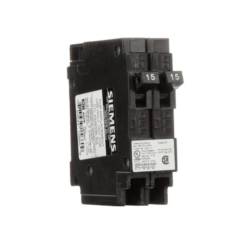 Two 15 Amp Single Pole 120 Volt Non Current Limiting Circuit Breaker Plug In Type Space Saving Twin Half Inch Frames UL Listed