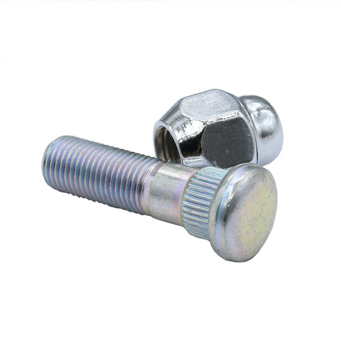 Plug And Play Wheel Hub Bolt Stud Nut Set M12 X 1.25 Thread with shiny steel finish for Subaru vehicles.
