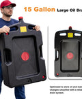 15 Gallon Low Profile Oil Drain Pan For Easy Oil Change 58 Quart Capacity Heavy Duty Automotive Drain Container