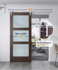 Installed Stainless Steel Sliding Barn Door Hardware Track Kit 5 Ft Heavy Duty Anti Rust for 26 to 30 Inch Single Doors