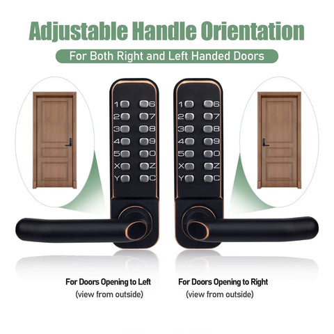 Mechanical Combination Door Lock With Keypad No Batteries No Wiring 100 Percent Mechanical Keyless Access Dual Tone Black And Gold Finish Durable Lock For Easy Home Or Office Security