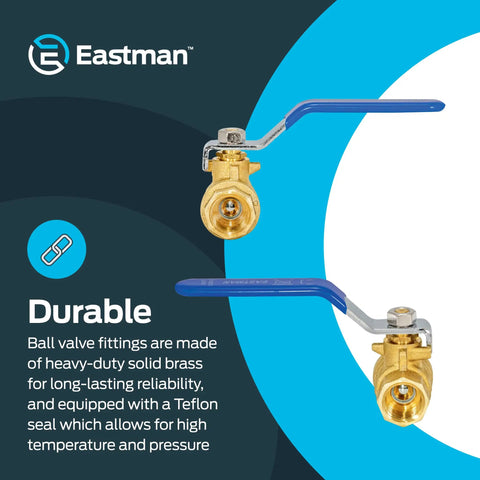 Image of Two Three Eighth Inch IPS Heavy Duty Full Port Ball Valve Brass Plumbing Fittings with Blue Handle