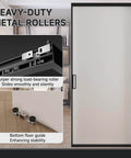 Concealed Sleek Sliding Glass Barn Door Kit With Soft Close Hardware, 40 By 87 Inches, Frosted Tempered Glass, Modern Black Frame