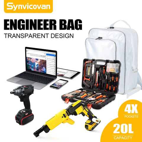 Top Notch Transparent Cleanroom Engineer Tool Backpack With 20 Liter Capacity And Crystal Clear Body for holding tools and gadgets