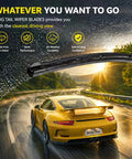 Super 22 Inch Front Wiper Blades 2 Pack All Season J Hook Compatible shown on a car windshield during rain.