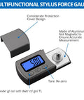 Digital Turntable Stylus Force Scale Gauge With Blue LCD Backlight Pro Grade Stylus Pressure Meter For MM MC MI Cartridges 0.01 g Accuracy Tare Function Five Modes Helps Dial In Tonearm Pressure And Protect Vinyl, aluminum cover shown