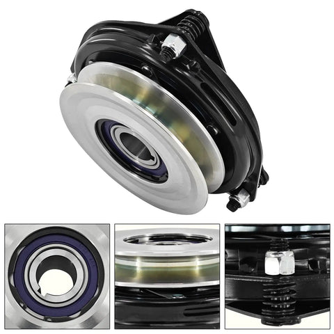 Top Shelf Electric PTO Clutch And 7 Pin 20A Switch Ace Replacement For Cub Cadet Tank M48 M54 M60 M72 Recon 48 60 And Kubota TG18 close-up of clutch assembly showing motor block and bearing.