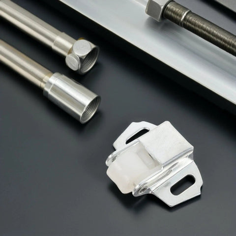 Heavy Duty Mailbox Roller Latch Assembly For Drawers And Closets Iron With Silver Finish shown with hardware components