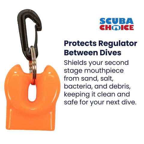 Diving Mouthpiece Cover With Clip For Regulator, Silicone Shield To Protect Mouthpiece, Hygienic Cap For Dive Gear, Bright Orange