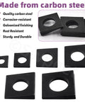 Best Beveled Square Washer Kit for Shim Leveling With 34 Pieces Across Six Sizes M8 M10 M12 M16 M18 M20 Galvanized Black Beveled Square Washers In Plain Carbon Steel Wedge Shaped For Home Workshop Use Swpeet