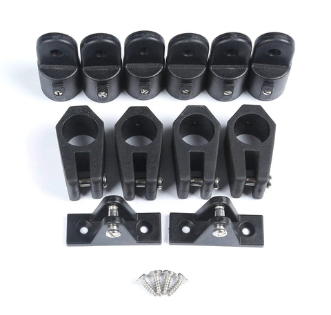 Bimini Top Hardware Kit For 7/8 Inch Tubing With 12 Pieces Eye End Caps Jaw Slides And Deck Hinges Marine Grade Nylon