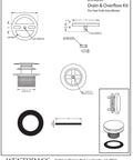 Dope Matte Black Tip Toe Bathtub Drain Stopper With Mushroom Overflow Faceplate One Half Inch Coarse Thread For Hella Smooth Step Control And Tight Fit Badass Zinc Hardware 50 Pack technical drawing showing dimensions and components.