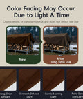 Comparison of new and used Rugged Heavy Duty Canvas Tarp 4x4 Ft With Rustproof Aluminum Grommets covering a woodpile, shows color fade