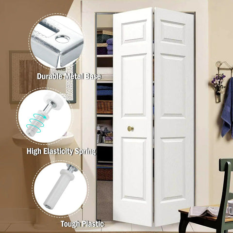 No Cap Heavy Duty Bifold Door Repair Kit For Closet Sliders Slick Rollers And Smooth Tracks with durable metal base and tough plastic parts.