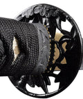 Close-up of the handle of an Authentic Bamboo Katana Training Sword With Lightweight Aluminum Alloy Blade For Dope, Safe Unsharpened Practice