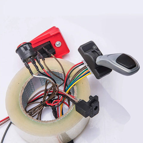12V Wiring Harness With 2.4G Remote Control Circuit Board Switch Pedal Wires Overload Protector For Kids Electric Ride On Cars Complete Accessory Set No Gearbox Or Battery Included showcasing wiring components and pedal switch.