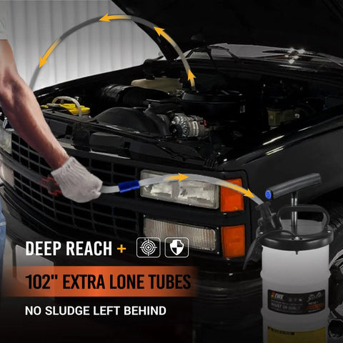 Ditch The Grease Monkey Grind With This 6.5L Manual Oil Extractor Pump Fluid Evacuator and Hand Pump Vacuum Siphon in use
