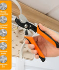 Heavy Duty Wire Stripper Cable Cutter With 45 Steel Body And Stainless Return Spring For Electricians Auto Opening Pliers Crimper Tool in hand, showcasing efficiency and precision in wire cutting.