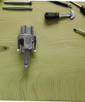 Heavy-Duty 3PC Pipe Threader Tool Kit For Plastic And Metal Water Pipes Steel Construction close-up of threading tool on wooden surface.