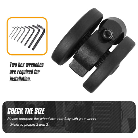 2 Pack Luggage Wheel Replacement Set For Suitcases, 55 Mm Diameter, 25 Mm Axle, Universal Silent 360 Degree Spinner Wheels