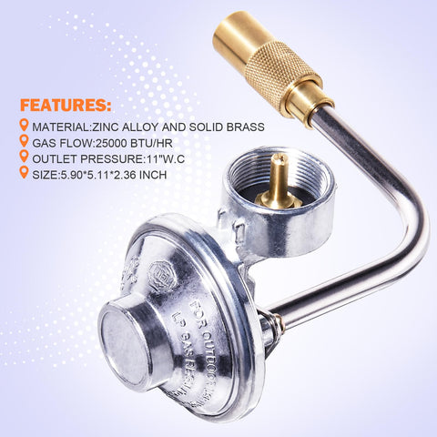 Blackstone Griddle Regulator Replacement for 17 Inch and 22 Inch Tabletop Griddles, Plug and Play Connect From 1 Lb to 20 Lb Propane Tank