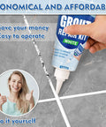 All In One Grout Repair Kit White Fast Dry Filler For Bathroom Kitchen And Shower Easy Fix With Sealer And Replace Grout Pen For Restore And Renew Joints No Mess Pro Grade applied on tile joints.