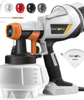 Professional Grade Hvlp Electric Spray Paint Gun With Massive 1200Ml Cup showing adjustable nozzle sizes and 1200ml paint cup.