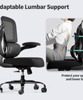 Side view of ergonomic office chair with adjustable lumbar support and breathable mesh seat for all day comfort at home or in the office supports up to 330 lbs ideal for long sessions and pro desk work.